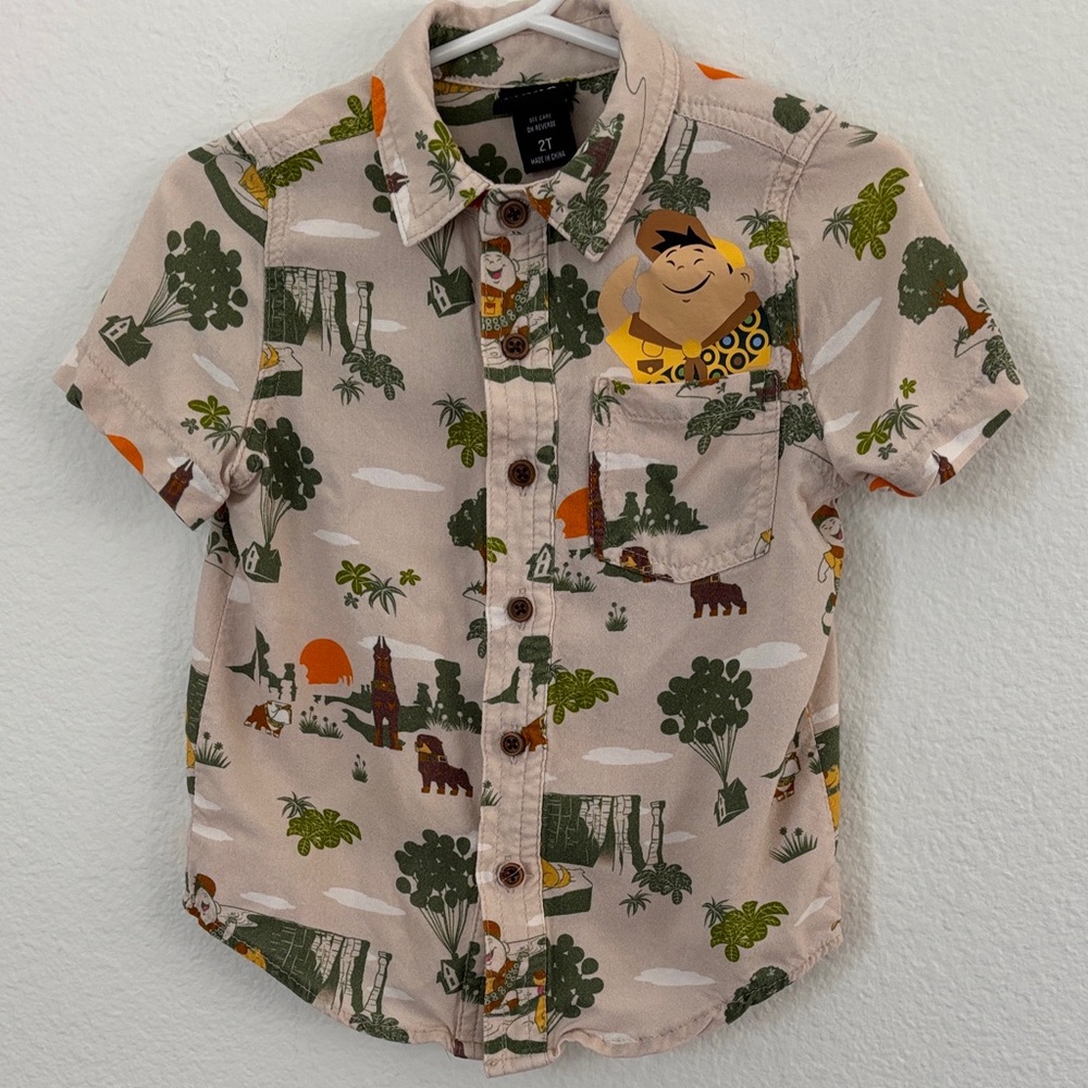 Disney Pixar Little kids UP button down shirt with Russel and Doug